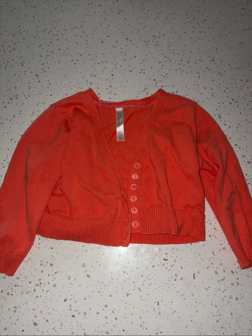 Cherokee Cropped Button V-Neck Cardigan - Orange